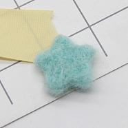 Wool Felt Ornaments, Children's Hair Accessories, Star, Pale Turquoise, 35mm(PW-WG40773-05)