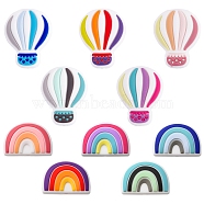 10Pcs 10 Styles Silicone Beads, For Teethers, Rainbow & Hot Air Balloon Shaped, Mixed Color, 18~28x22~25x9~9.5mm, Hole: 2mm, 1pc/style(SIL-YW0001-05)