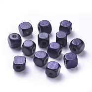 Dyed Natural Wood Beads, Cube, Nice for Children's Day Necklace Making, Lead Free, Purple, 10mm, Hole: 3.5mm, about 2200pcs/1000g(WOOD-S617-5-LF)