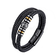 Multi-Layer Braided Leather Cord Bracelets, with Alloy Magnetic Buckles, Multi-color, 8-1/4 inch(21cm)(PW-WG94458-01)