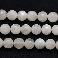Natural Rainbow Moonstone Beads Strands, Round, White, 8mm, Hole: 1mm(G-G468-8mm-02)