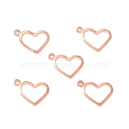 304 Stainless Steel Charms, Stamping Blank Tag, Heart, Rose Gold, 10x13.7x1mm, Hole: 1mm(STAS-P227-23RG)