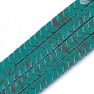 Spray Painted Non-magnetic Synthetic Hematite Beads Strands, Arrow/Chevron, Teal, 6x6x2.5mm, Hole: 0.7mm, about 108pcs/strand, 15.9 inch(G-T124-03A)