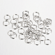 Iron Open Jump Rings, Nickel Free, Platinum, 7.5x0.7mm, 21 Gauge, Inner Diameter: 6.1mm(IFIN-A018-7.5mm-P-NF)