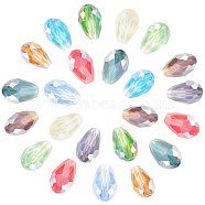 AB-Color Plated Glass Beads, Faceted, teardrop, Mixed Color, 11~12x8mm, Hole: 1mm, 200pcs/box(EGLA-NB0001-06)