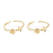 Adjustable Brass Cuff Rings, Open Rings, Rose, Real 18K Gold Plated, US Size 5 1/2(16.1mm), Inner Diameter: 16mm(RJEW-J074-07G)