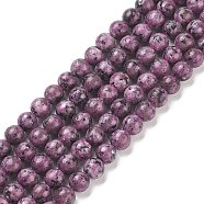Natural Larvikite Beads Strands, Dyed, Round, Thistle, 8~8.5mm, Hole: 1mm, about 47~49pcs/strand, 14.5 inch~14.9 inch(37~38cm)(X-G-E443-A16)
