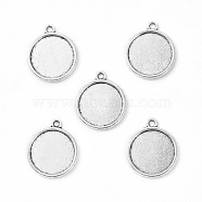 Tibetan Style Antique Silver Alloy Flat Round Pendant Cabochon Settings, Cadmium Free & Lead Free, Tray: 16mm, 22x19x2mm, Hole: 1.5mm, about 714pcs/1000g(TIBEP-M022-29AS)