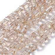 Electroplate Glass Beads Strands, Faceted, Pearl Lusted Plated, Half Round, Tan, 4x4x3mm, Hole: 0.8mm, about 148pcs/strand, 19.69 inch(50cm)(EGLA-L023A-PL02)