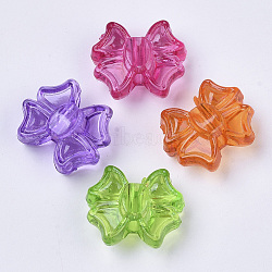 Transparent Acrylic Beads, Dyed, Bowknot, Mixed Color, 16x19x9mm, Hole: 3.5mm, about 450pcs/500g(TACR-T015-020)