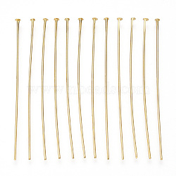 Brass Flat Head Pins, Long-Lasting Plated, Real Gold Plated, Nickel Free, Real 18K Gold Plated, 55x0.7mm, head: 2mm, 238pcs/bag.(KK-G331-11-0.7x55)