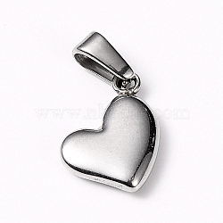 304 Stainless Steel Charms, Puffed Heart, Stainless Steel Color, 14x10x3mm, Hole: 6x2.5mm(STAS-I127-068P)