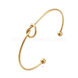 304 Stainless Steel Knot Cuff Bangles for Women, Torque Bangles, Golden, 0.2~1.15cm, Inner Diameter: 2-1/2x1-3/4 inch(6.35x4.45cm)(BJEW-M233-04G)
