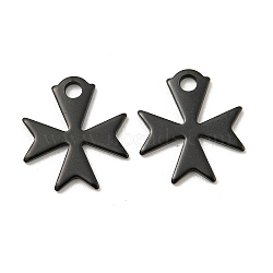 Ion Plating(IP) 304 Stainless Steel Charms, Cross, Black, 14.4x13x1mm, Hole: 2mm.(STAS-C043-49B)