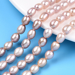 Natural Cultured Freshwater Pearl Beads Strands, Rice, Thistle, 7~10x5.5~7mm, Hole: 0.6mm, about 42~48 pcs/strand, 14.57~14.96 inch (37~38cm)(PEAR-N012-06W)