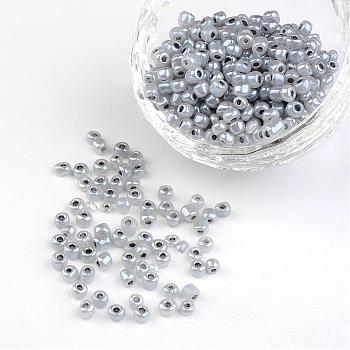DIY Craft Beads 6/0 Ceylon Round Glass Seed Beads, Dark Gray, Size: about 4mm in diameter, hole:1.5mm, about 495pcs/50g