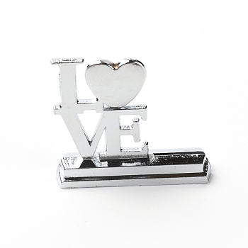 Alloy Place Card Holders, for Memo Note Name Sign Wedding Party Birthday, Word Love, Platinum, 29.5x33x9mm