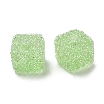 Resin Beads, with Rhinestone, Drusy Cube, Light Green, 16x16x16mm, Hole: 3.6mm