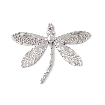 304 Stainless Steel Pendants, Dragonfly Charms, Stainless Steel Color, 28x35x1.5mm, Hole: 1.5mm