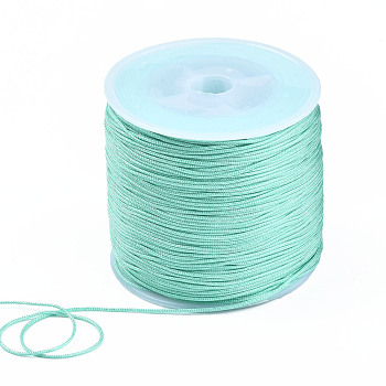 Nylon Thread, Chinese Knotting Cord, Aquamarine, 0.8mm, about 109.36 yards(100m)/roll