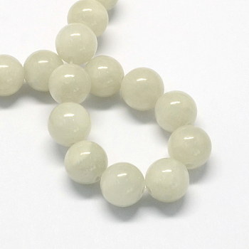 Natural Dyed Yellow Jade Gemstone Bead Strands, Round, WhiteSmoke, 6mm, Hole: 1mm, about 66pcs/strand, 15.7 inch
