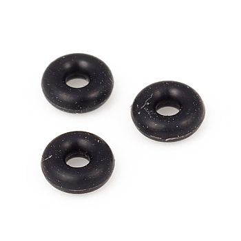 Rubber O Rings, Donut Spacer Beads, Fit European Clip Stopper Beads, Black, 3.5x1.5mm, 1.2mm Inner Diameter