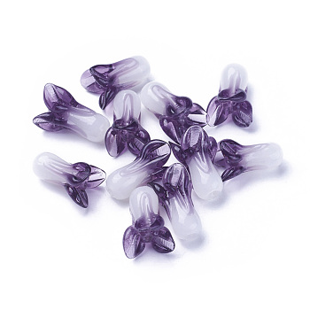 Handmade Lampwork Beads, Chinese Cabbage, Purple, 19~21x12~14mm, Hole: 1.6mm
