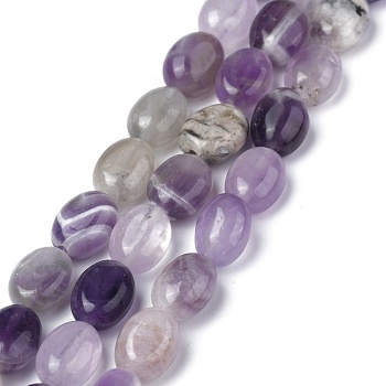 Natural Amethyst Beads Strands,, Oval, 8x6x3.5~4mm, Hole: 1mm, about 45~52pcs/strand, 15.16~15.74 inch(38.5~40cm)