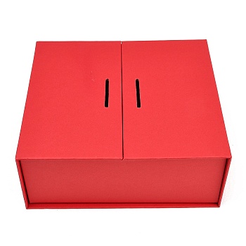 Cardboard Paper Double Door Gift Magnetic Cases, Lipstick Perfume Gift Boxes, Rectangle, Red, 20x18x8cm