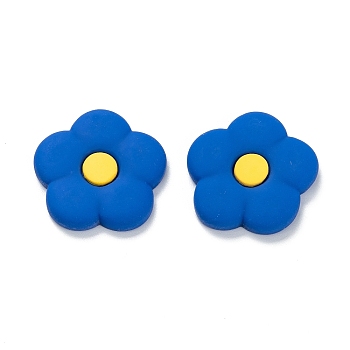 Opaque Resin Cabochons, Flower, Blue, 27x27.5x5mm