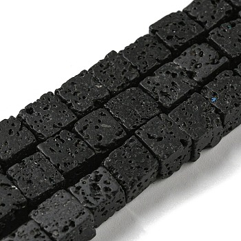 Natural Lava Rock Beads Strands, Cube, 6~6.5x6~6.5x6~6.5mm, Hole: 1mm, about 52pcs/strand, 14.96~15.16 inch(38~38.5cm)