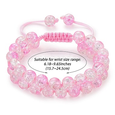 Sparkling Round Glass Braided Bead Bracelet(BJEW-SW00082-11)-2
