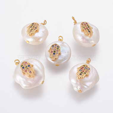 Golden Colorful Nuggets Pearl Pendants