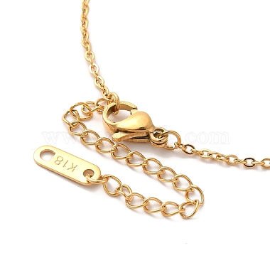304 Stainless Steel Flat Round Pandant Necklace for Women(NJEW-O126-01G-02)-3