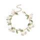 Shell Pearl Flower with Leaf Charm Bracelet with Bar Link Chains(BJEW-TA00215)-1