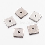 Tarnish Resistant 304 Stainless Steel Spacer Beads, Square, Stainless Steel Color, 6x6x1mm, Hole: 0.5mm(STAS-G130-29P)