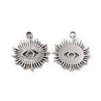 Non-Tarnish 201 Stainless Steel Charms, Sun with Eye Charm, Stainless Steel Color, 20.5x18x2mm, Hole: 2mm(STAS-J401-VC549)