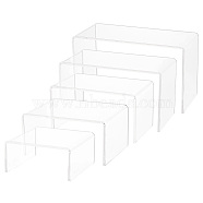 5Pcs 5 Sizes Transparent Acrylic Display Risers, Mult-purpose for Jewelry, Cosmetics, Glasses Display, Clear, 8.2~16.8x8x3.9~9.8cm, 1pc/size(ODIS-WH0002-43A)
