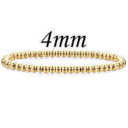 4mm Stainless Steel Round Beaded Stretch Bracelets for Women, Real 18K Gold Plated(UQ9222-2)