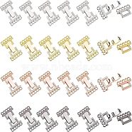 5 Strands Alloy and Brass Fold Over Clasps, 10-Hole, Mixed Color, 24x16.5x5mm, Hole: 2mm, 4 colors, 6sets/color, 24sets/box(PALLOY-FH0001-33)