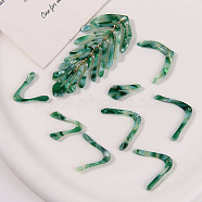 Transparent Acrylic Big Pendants, Leaf, Green, 61x31x2.5mm,  single: 20.5~22x9~30.5mm.(FIND-M055-01)