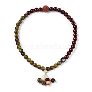 Blood Sandalwood & Verawood Round Beaded Stretch Bracelet, Resin Lotus Mala Beads Bracelet for Women, Colorful, 13-1/2 inch(34.2cm)(BJEW-B080-19)