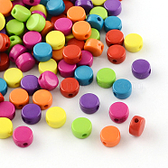 Flat Round Opaque Acrylic Beads, Mixed Color, 8x4.5mm, Hole: 2mm, about 2195pcs/500g(SACR-R889-05)