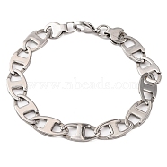 Tarnish Resistant 304 Stainless Steel Mariner Link Chain Bracelets, with 201 Stainless Steeel Findings, Stainless Steel Color, 8-7/8 inch(22.5cm)(BJEW-B078-56P)