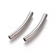 304 Stainless Steel Tube Beads, Curved Tube Noodle Beads, Curved Tube, Stainless Steel Color, 40x5mm, Hole: 4mm(STAS-L226-056P)