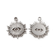 201 Stainless Steel Charms, Sun with Eye Charm, Stainless Steel Color, 20.5x18x2mm, Hole: 2mm(STAS-J401-VC549)