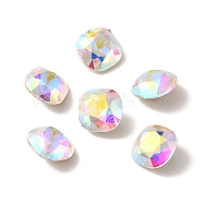 K9 Glass Rhinestone Cabochons, Pointed Back & Back Plated, Faceted, Square, Crystal AB, 10x10x6mm(GLAA-I052-01B)