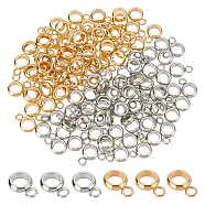 120Pcs 2 Colors 201 Stainless Steel Tube Bails, Loop Bails, Ring Bail Beads, Mixed Color, 9x6x2mm, Hole: 1.8mm, Inner Diameter: 4mm, 60pcs/color(STAS-AR0002-24)