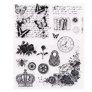 Clear Silicone Stamps, for DIY Scrapbooking, Photo Album Decorative, Cards Making, Stamp Sheets, Flower & Butterfly & Crown Pattern, Mixed Patterns, 21.5x17cm(SCRA-PW0004-344)