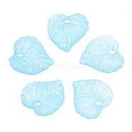 Transparent Acrylic Pendants, Frosted, Heart, Sky Blue, 16x15x3mm, Hole: 1.8mm, about 1400pcs/500g(TACR-S157-01C)